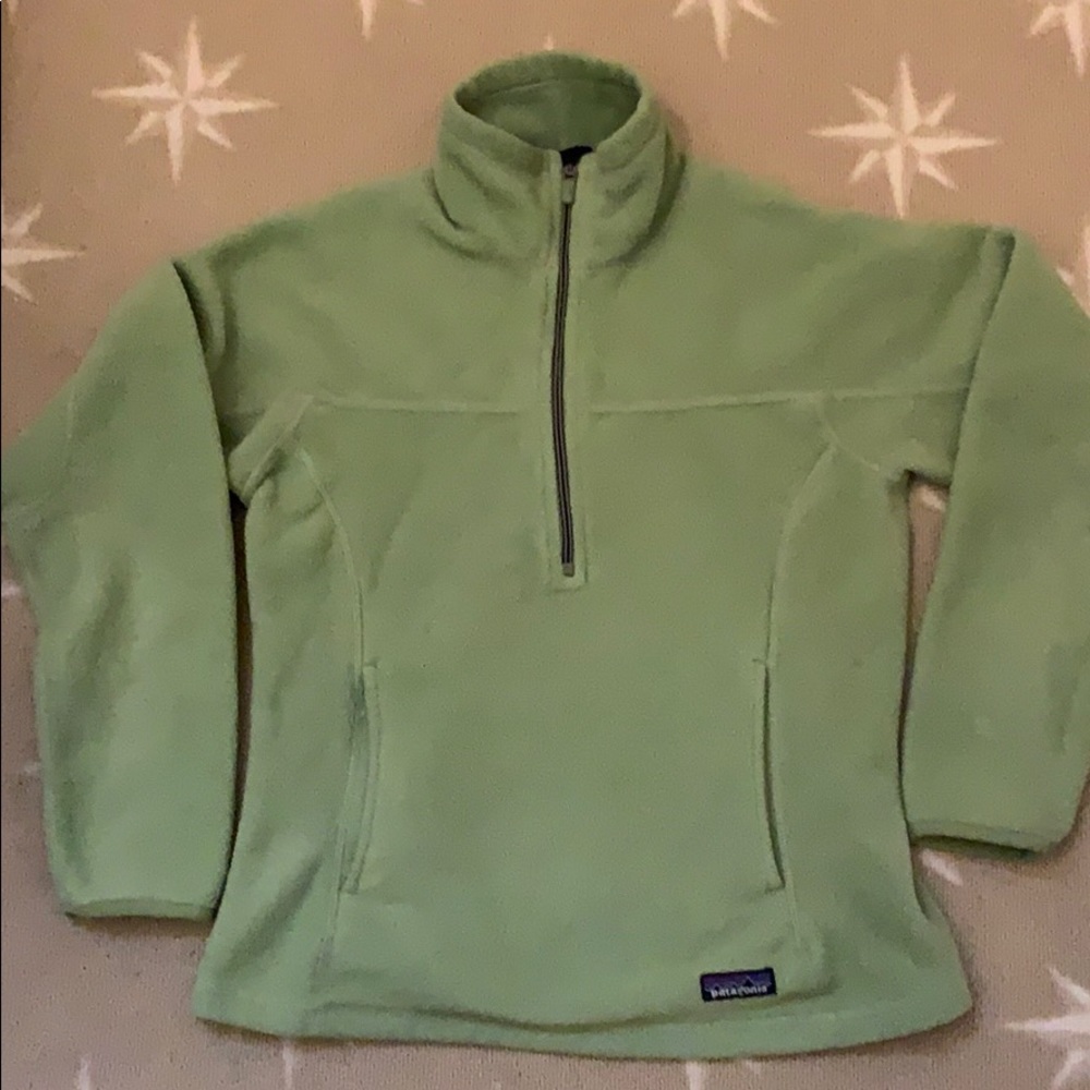 Patagonia 1/4 zip green synchilla jacket